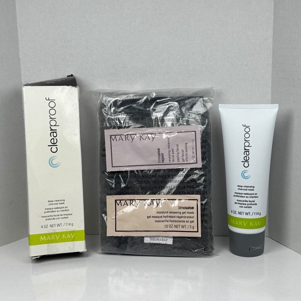 Mary Kay Clear Proof Charcoal Mask Set w/ Mitt + Timewise Samples NEW in Box